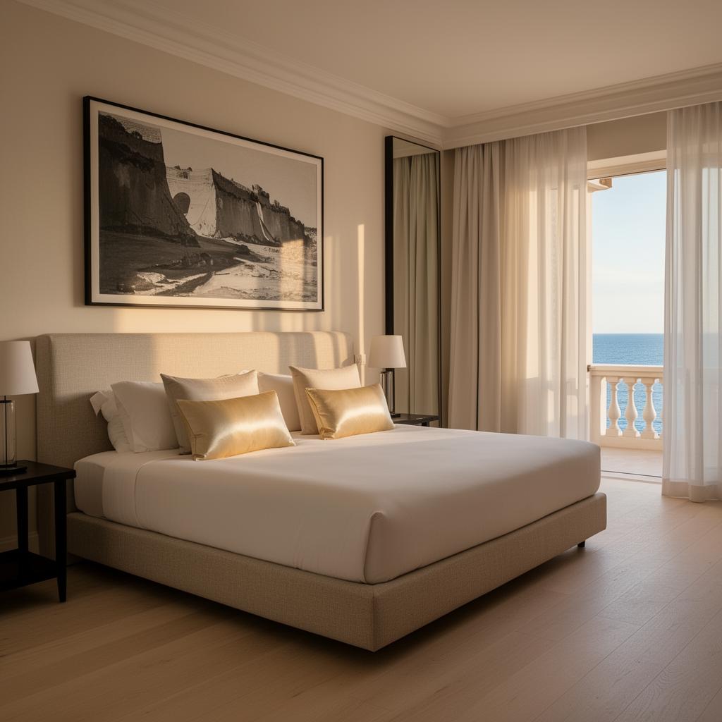 Suite d'hôtel cinq étoiles sur la Côte d'Azur avec œuvre photographique encadrée
